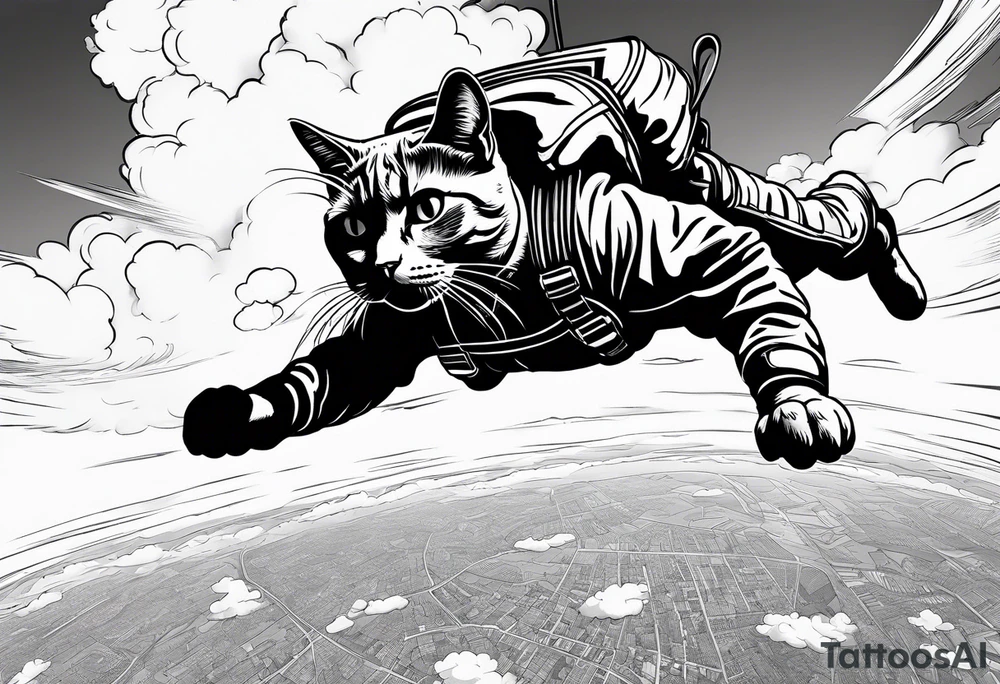 cat going skydiving with no chute open tattoo idea cat going skydiving with no chute open tattoo idea