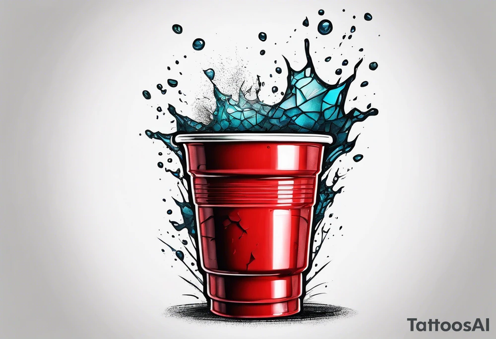 A red cracked plastic solo cup tattoo idea