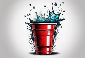 A red cracked plastic solo cup tattoo idea