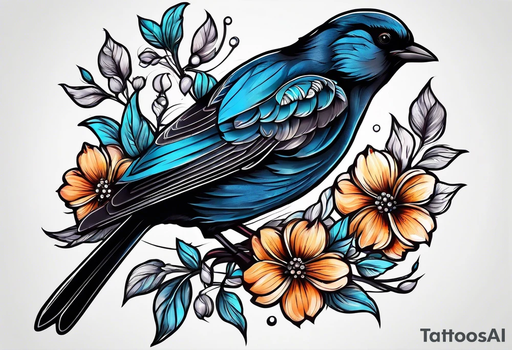 Sunny black birds tattoo idea