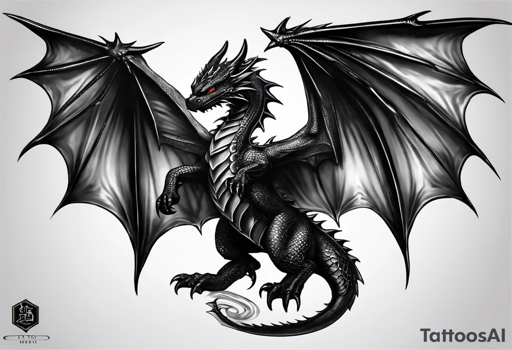 i want the tattoo on my upper back an i want it to be of toothless the dragon but realistic and i want the wings to be spread like on my traps. tattoo idea