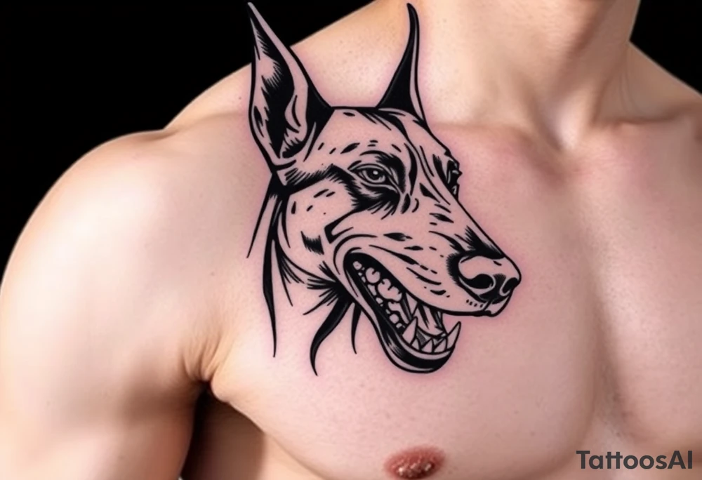 Angry doberman tattoo idea