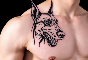 Angry doberman tattoo idea