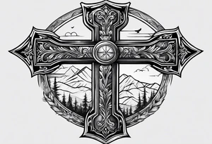 A cross at the end of the wilderness tattoo idea