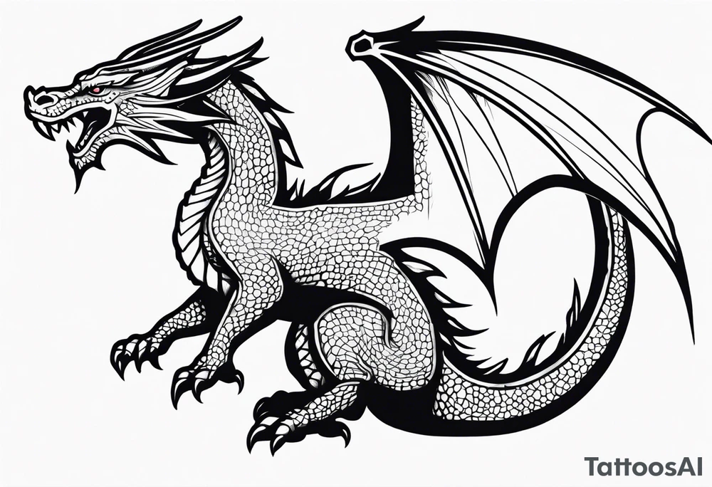 Dragon full black small tattoo idea