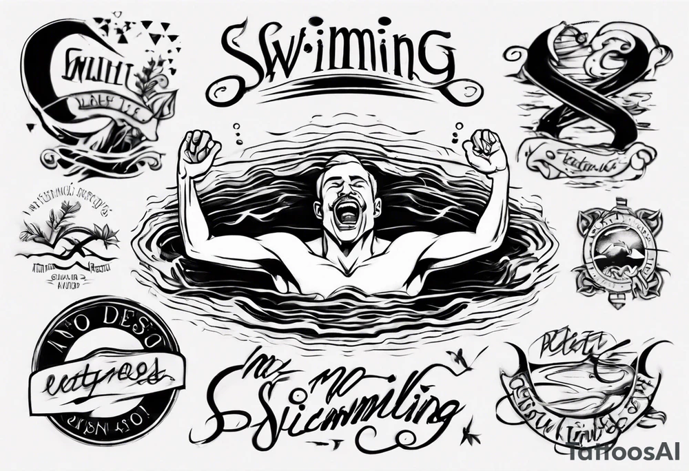 man swimming, no details tattoo idea