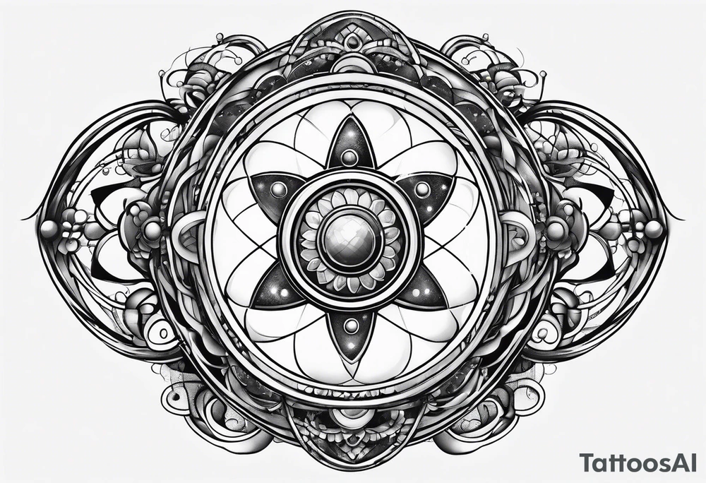 atom with quantum electron cloud tattoo idea
