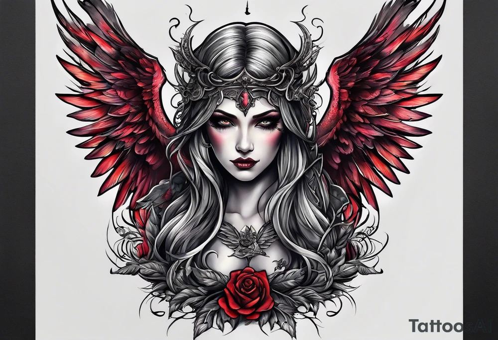 portrait of a creature angel of death tattoo idea