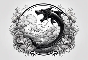 Black with a dagger tail. In the clouds with lightning. tattoo idea