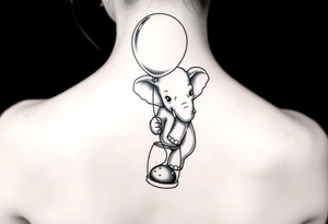 Baby elephant in  hour glass holding autism balloon tattoo idea