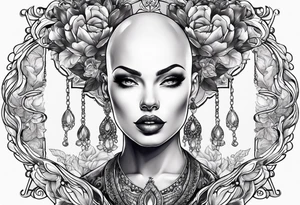 Bald woman tattoo idea