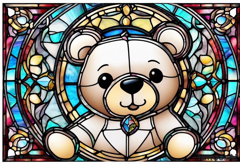 Teddy bear stain glass tattoo idea