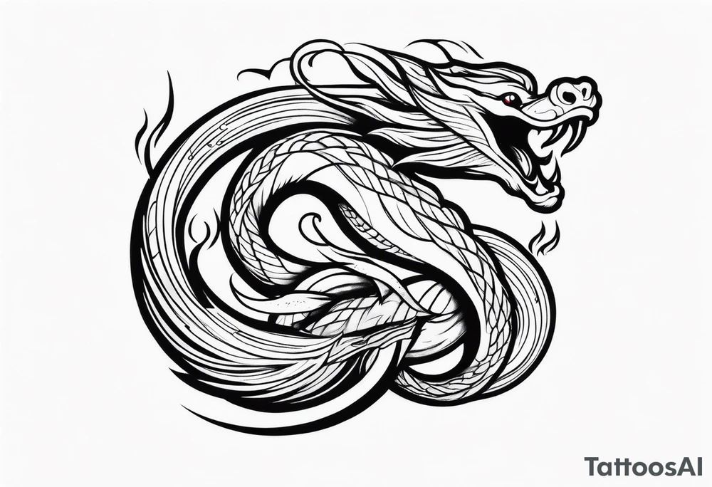 mythical serpent with smoke body tattoo idea