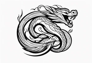 mythical serpent with smoke body tattoo idea