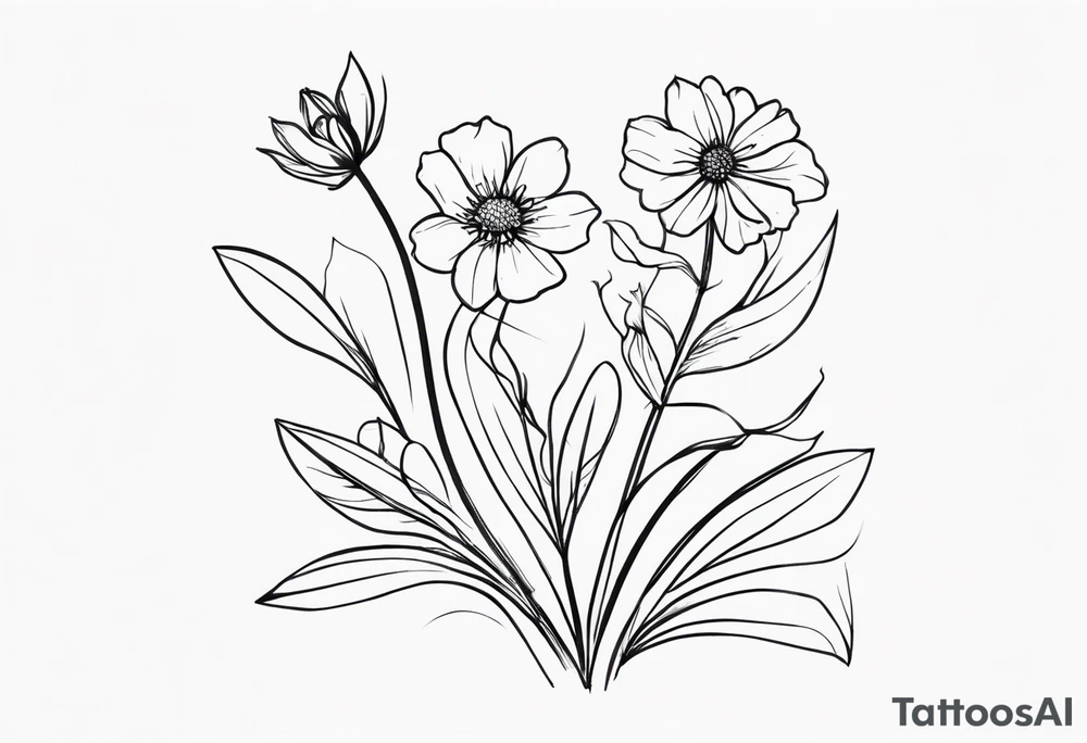 wild flowers minimalist tattoo idea