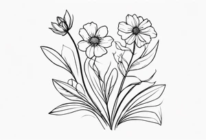 wild flowers minimalist tattoo idea