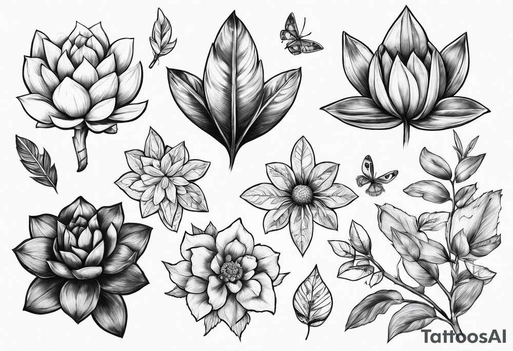 Collection of Hyrule plant tattoo idea