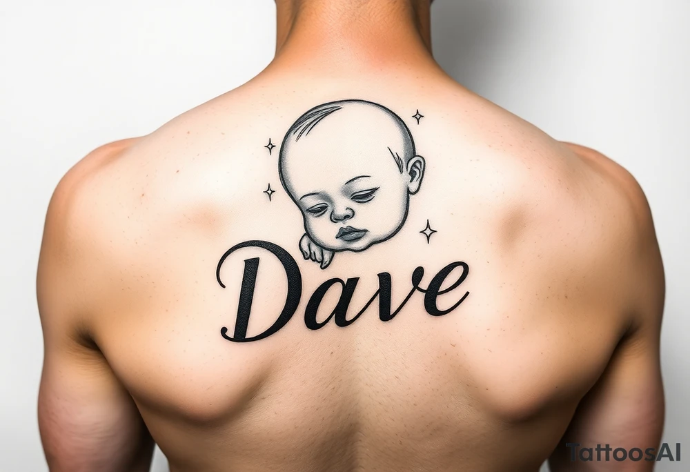 echo of baby with name Dave tattoo idea