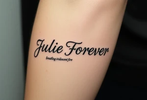 Julie Forever breathing iridescent fire against stormy skies tattoo idea