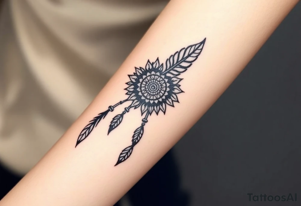 spiritual feather indian mandala shaman tattoo idea