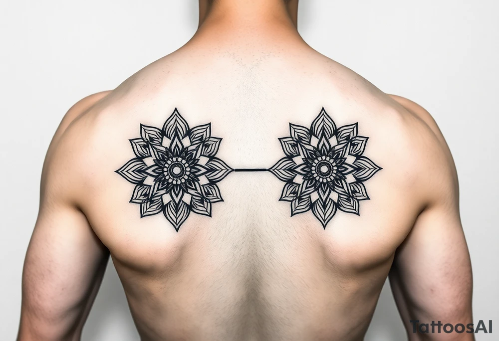 Half arm sleeve - kidney made of two mandala / geometric designa tattoo idea