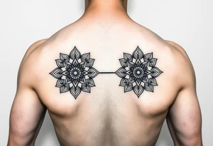 Half arm sleeve - kidney made of two mandala / geometric designa tattoo idea