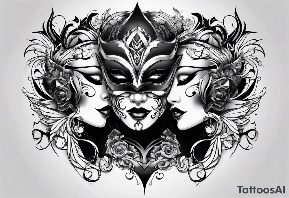 Cool Tattoo Drama two Mask tattoo idea