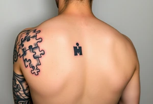 Left full arm sleeve with autism puzzle pieces with color tattoo idea