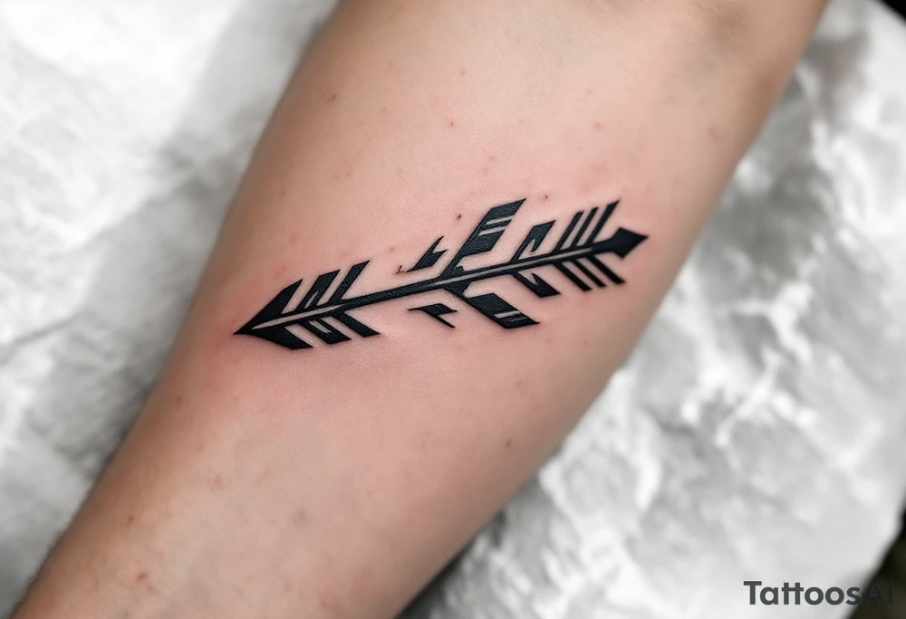 native american full-length arrow saying "Isaiah 40:31" tattoo idea