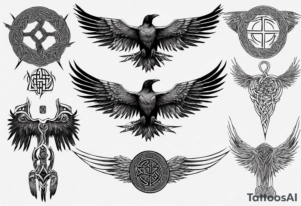norse style raven wings spread with celtic knotwork tattoo idea norse style raven wings spread with celtic knotwork tattoo idea