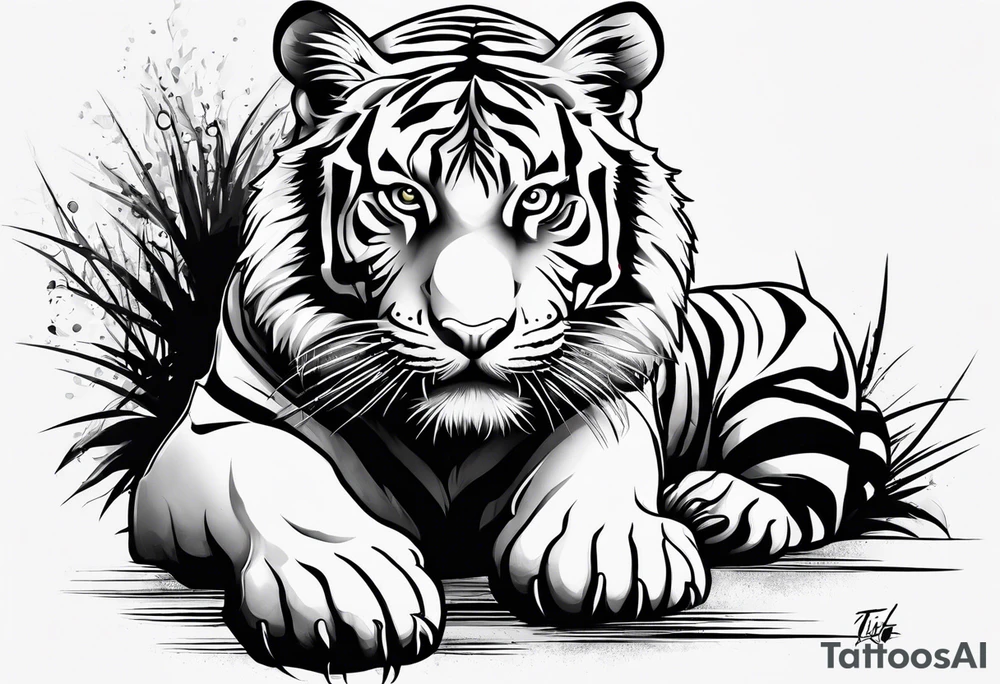 full tiger body crouching tattoo idea