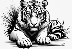 full tiger body crouching tattoo idea