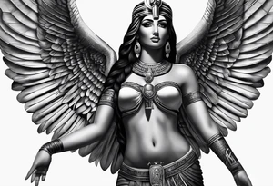 black and gray photo realistic goddess isis tattoo idea