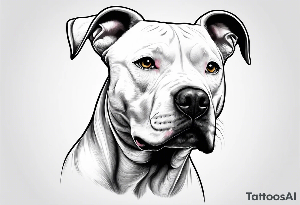 white pitbull pointed ears pretty tattoo idea