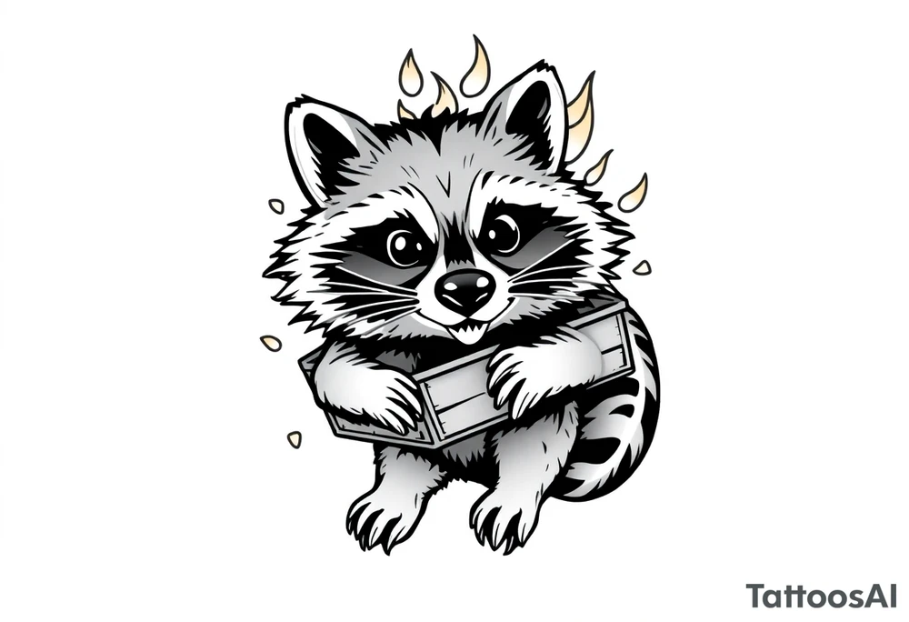 Raccoon dumpster fire tattoo idea