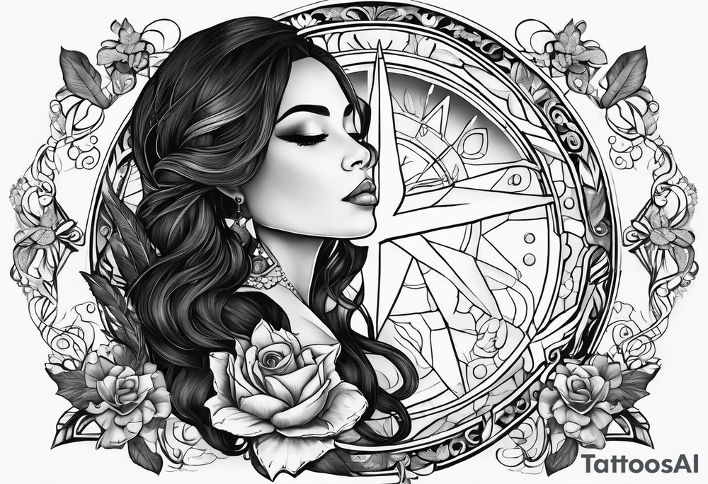 Hispanic/ Latin goddess, love, forgiveness, strength, peace, cancer sign , time, past, future tattoo idea