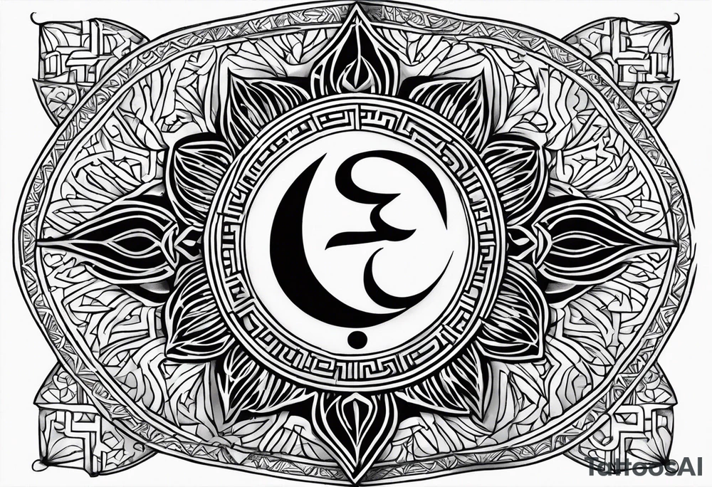 Arabic letter elif and sun symbol together tattoo idea
