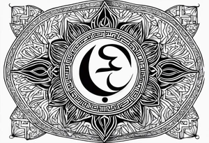 Arabic letter elif and sun symbol together tattoo idea