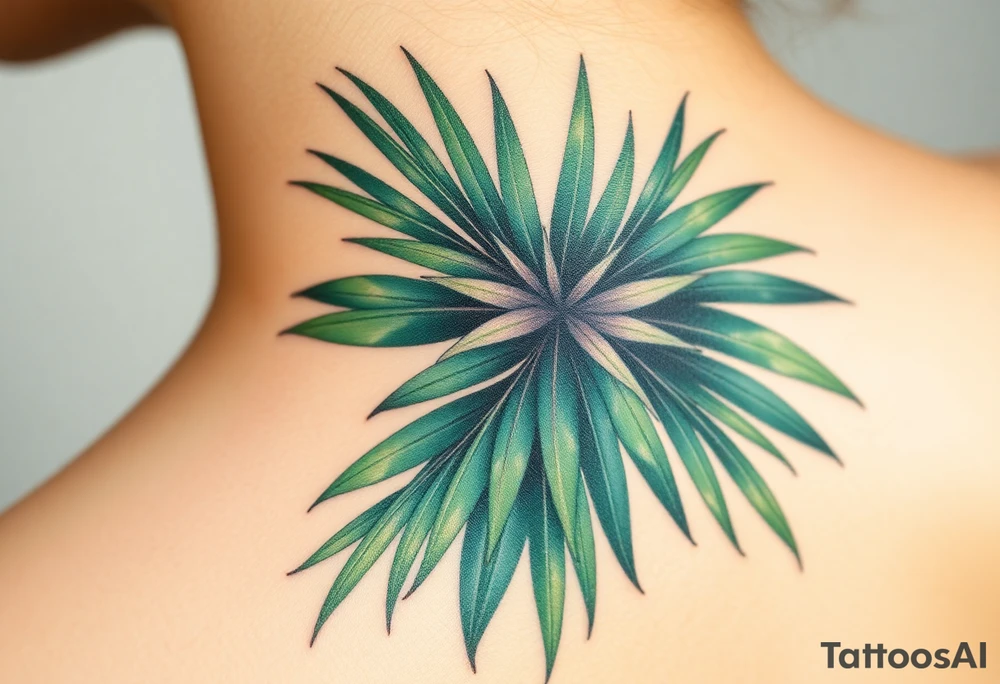realistic large movement woven palm leaves tattoo idea