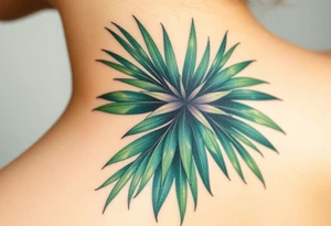 realistic large movement woven palm leaves tattoo idea