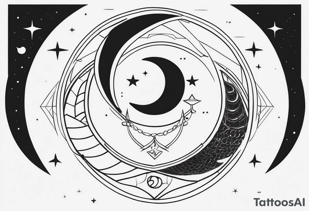 Fine line snake, moon phases, dagger tattoo idea