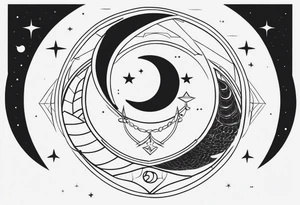 Fine line snake, moon phases, dagger tattoo idea