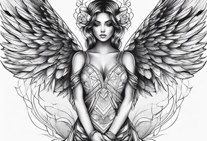 Genera un ángel en primer plano tattoo idea