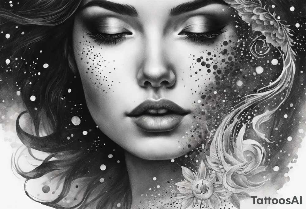 Resurrection strength and courage Beautiful Woman walking through fire and chaos to inner peace and self-love  ethereal tattoo idea