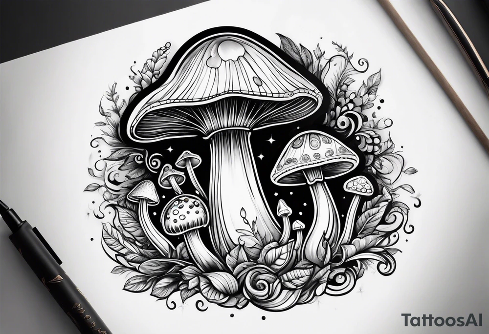 mushroom psychedelic tattoo idea