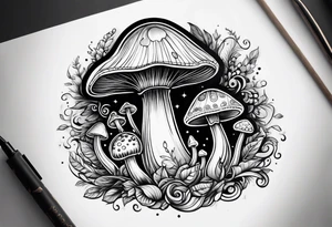mushroom psychedelic tattoo idea