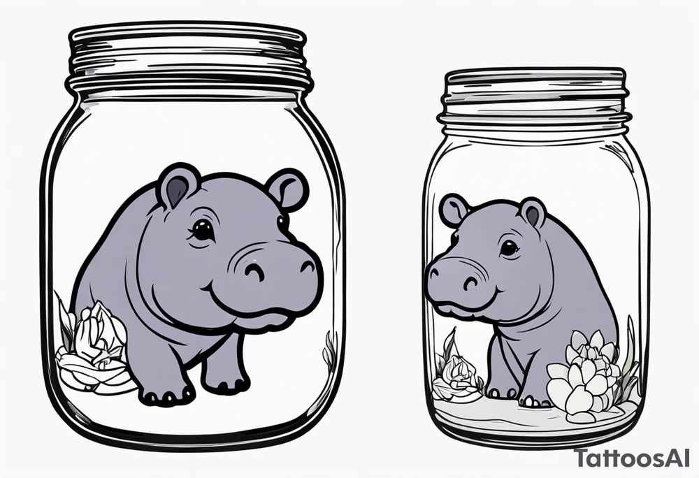 Baby hippo Mason jar tattoo idea