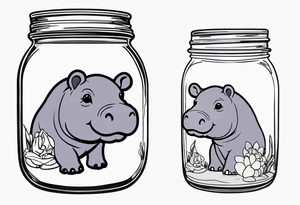 Baby hippo Mason jar tattoo idea