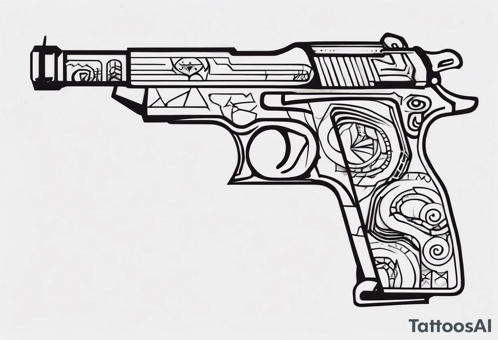 gun with blood tattoo idea