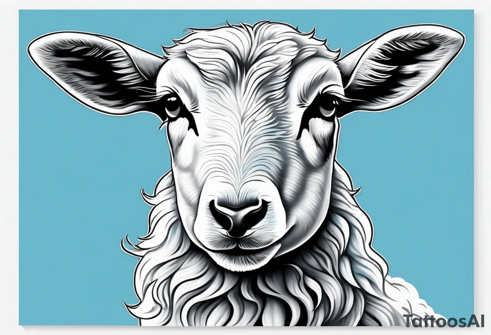 Pastel blue Lamb tattoo idea